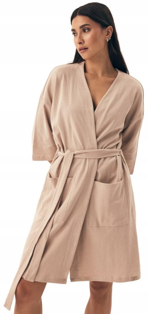 Elegancki Szlafrok Damski 100% BAWEŁNA Wiązany w Pasie Długi HENDERSON L/XL Elegancki Szlafrok Damski 100% BAWEŁNA Wiązany w Pasie Długi HENDERSON L/XL