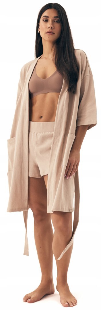 Elegancki Szlafrok Damski 100% BAWEŁNA Wiązany w Pasie Długi HENDERSON L/XL Elegancki Szlafrok Damski 100% BAWEŁNA Wiązany w Pasie Długi HENDERSON L/XL