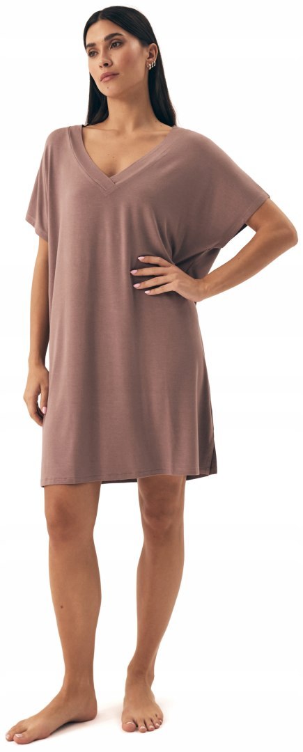 Koszula Nocna Damska z Wiskozy Luźna Letnia Wygodna HENDERSON NOVES - XL Koszula Nocna Damska z Wiskozy Luźna Letnia Wygodna HENDERSON NOVES - XL