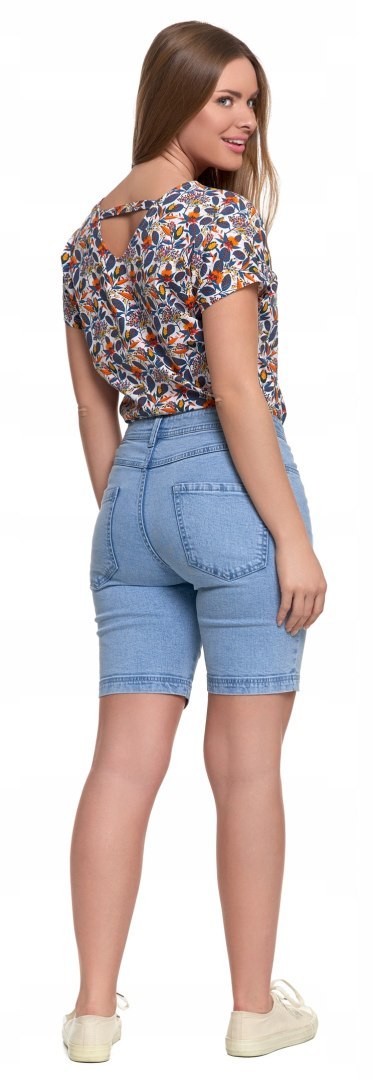 Spodenki Damskie JEANSOWE z Wysokim Stanem Casualowe Szorty MORAJ - S