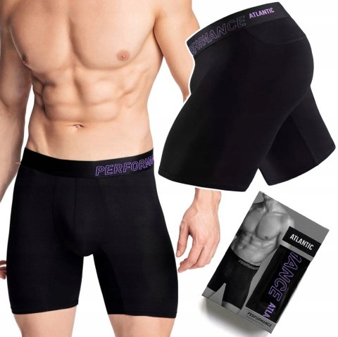 Bokserki męskie BAMBUSOWE długie ATLANTIC z długą nogawką czarne - L Bokserki męskie BAMBUSOWE długie ATLANTIC z długą nogawką czarne - L