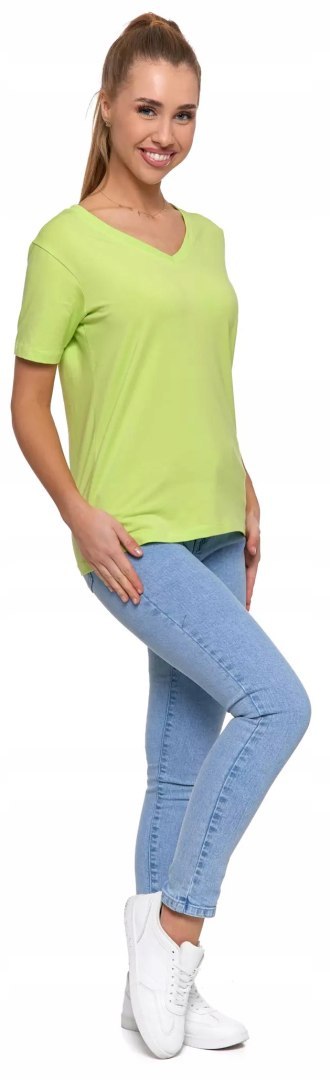Koszulka damska luźna wygodna T-Shirt Dekolt V BAWEŁNA PREMIUM MORAJ - XL Koszulka damska luźna wygodna T-Shirt Dekolt V BAWEŁNA PREMIUM MORAJ - XL