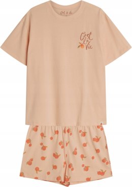 Piżama damska KOMPLET 100% BAWEŁNA krótka letnia HENDERSON NARANJA - XL