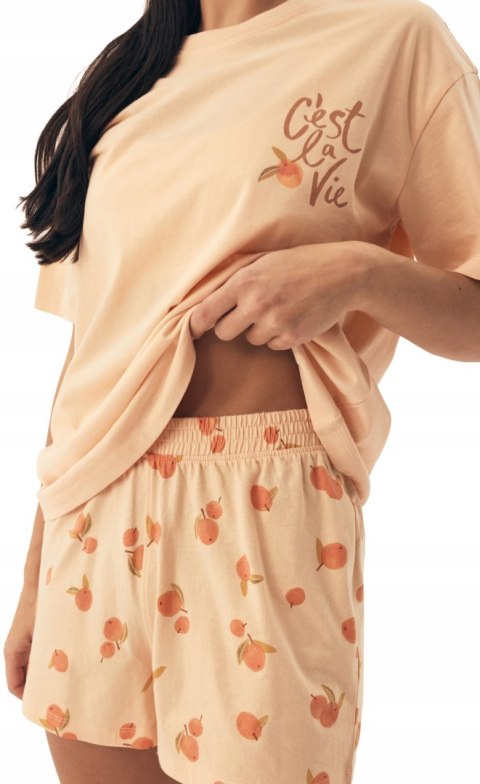 Piżama damska KOMPLET 100% BAWEŁNA krótka letnia HENDERSON NARANJA - L