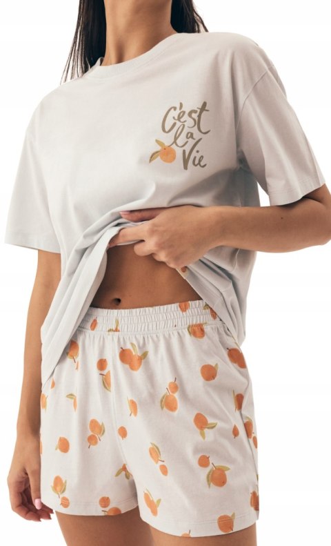 Piżama damska KOMPLET 100% BAWEŁNA krótka letnia HENDERSON NARANJA - XL