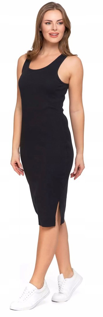 Sukienka damska elegancka BEZ RĘKAWÓW z rozcięciami po bokach MORAJ - 3XL