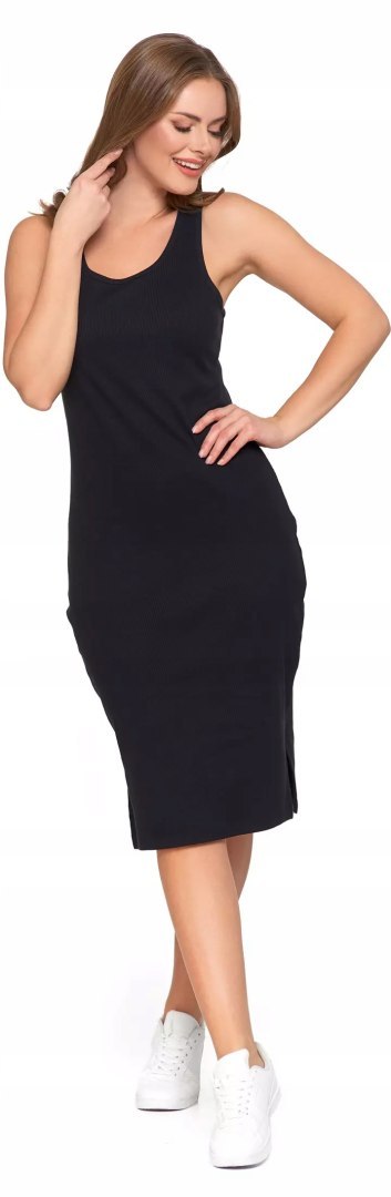 Sukienka damska elegancka BEZ RĘKAWÓW z rozcięciami po bokach MORAJ - 3XL