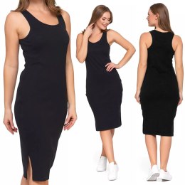 Sukienka damska elegancka BEZ RĘKAWÓW z rozcięciami po bokach MORAJ - XL