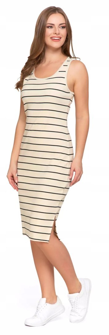Sukienka damska elegancka BEZ RĘKAWÓW z rozcięciami po bokach MORAJ - M Sukienka damska elegancka BEZ RĘKAWÓW z rozcięciami po bokach MORAJ - M