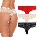 3x Majtki damskie KORONKOWE BRAZYLIANY zmysłowe MORAJ 3-PAK - M