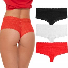 3x Szorty damskie KORONKOWE majtki wysoki stan MORAJ 3-PAK - XL