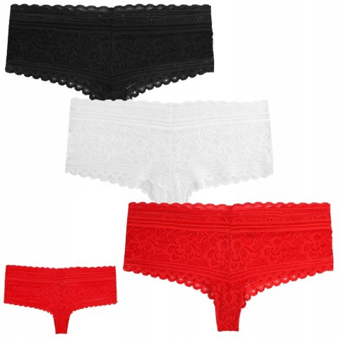 3x Szorty damskie KORONKOWE majtki wysoki stan MORAJ 3-PAK - L