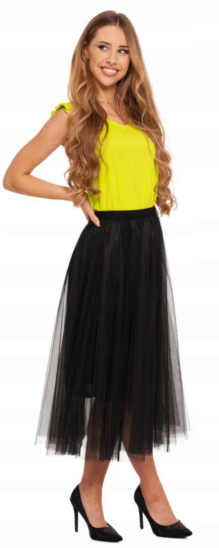 Długa kobieca SPÓDNICA elegancka zwiewna TIULOWA na gumce MORAJ - L/XL