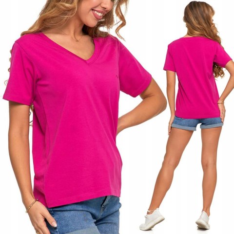 Koszulka damska luźna wygodna T-Shirt Dekolt V BAWEŁNA PREMIUM MORAJ - XL