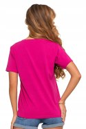 Koszulka damska luźna wygodna T-Shirt Dekolt V BAWEŁNA PREMIUM MORAJ - XL