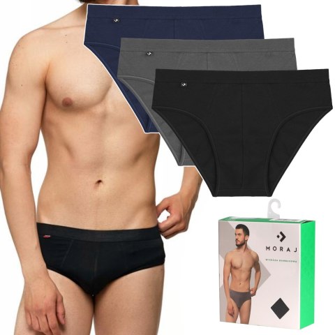 Slipy męskie majtki BAMBUSOWE 3-PAK gładkie MORAJ - 3XL