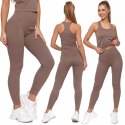 Sportowe legginsy damskie w PRĄŻKI z wysokim stanem MORAJ - L/XL