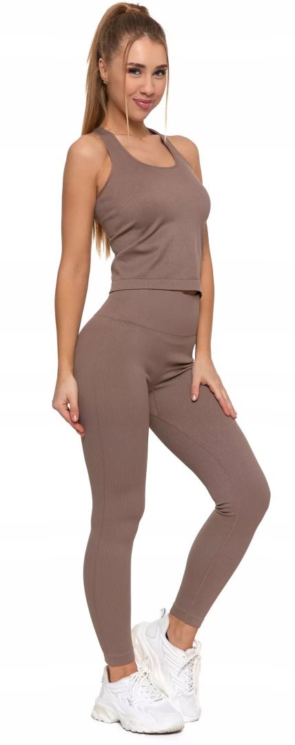 Sportowe legginsy damskie w PRĄŻKI z wysokim stanem MORAJ - S/M Sportowe legginsy damskie w PRĄŻKI z wysokim stanem MORAJ - S/M