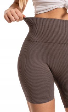 Bezszwowe legginsy KOLARKI damskie z wysokim stanem w prążki MORAJ - L/XL