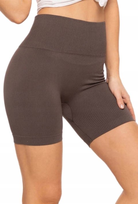 Bezszwowe legginsy KOLARKI damskie z wysokim stanem w prążki MORAJ - L/XL Bezszwowe legginsy KOLARKI damskie z wysokim stanem w prążki MORAJ - L/XL