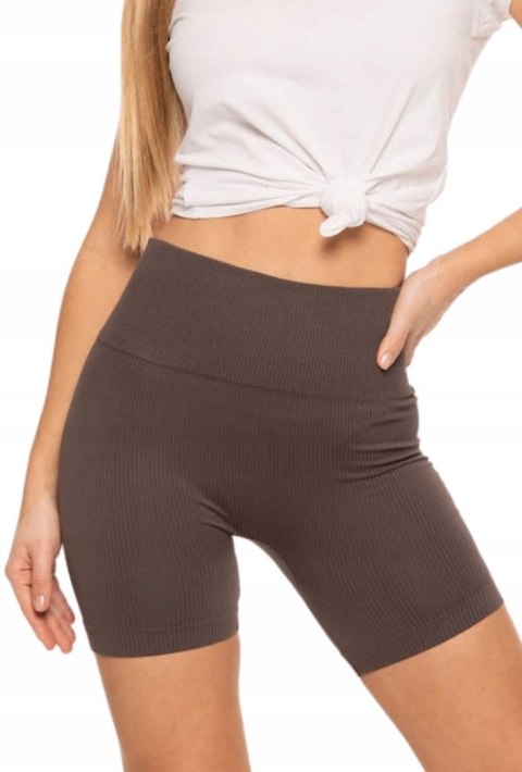 Bezszwowe legginsy KOLARKI damskie z wysokim stanem w prążki MORAJ - L/XL Bezszwowe legginsy KOLARKI damskie z wysokim stanem w prążki MORAJ - L/XL