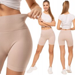 Bezszwowe legginsy KOLARKI damskie z wysokim stanem w prążki MORAJ - L/XL