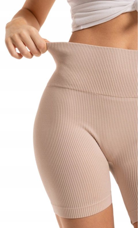 Bezszwowe legginsy KOLARKI damskie z wysokim stanem w prążki MORAJ - L/XL Bezszwowe legginsy KOLARKI damskie z wysokim stanem w prążki MORAJ - L/XL