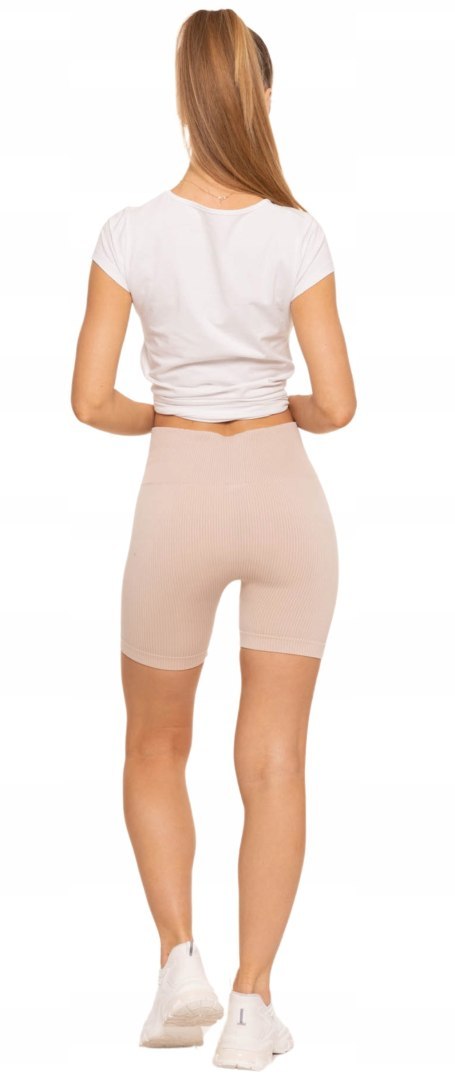 Bezszwowe legginsy KOLARKI damskie z wysokim stanem w prążki MORAJ - L/XL Bezszwowe legginsy KOLARKI damskie z wysokim stanem w prążki MORAJ - L/XL