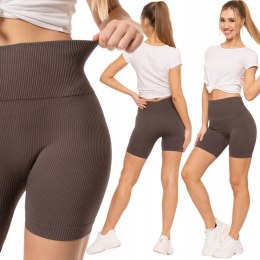 Bezszwowe legginsy KOLARKI damskie z wysokim stanem w prążki MORAJ - S/M