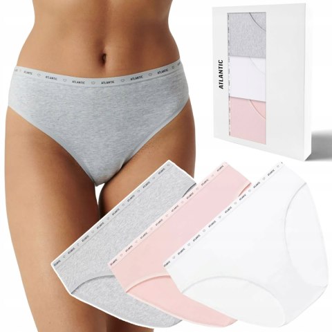 Figi damskie 3 PARY majtki SPORTOWE bawełniane ATLANTIC 3CLP-010 - S