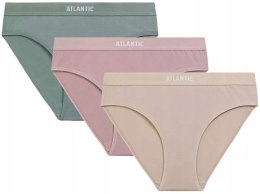 Figi damskie 3 PARY majtki SPORTOWE bawełniane ATLANTIC 3CLP-012 - L