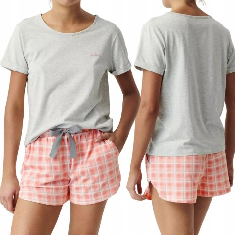Piżama damska w kratkę krótka wiosenna letnia ATLANTIC NLP-497 - L