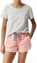 Piżama damska w kratkę krótka wiosenna letnia ATLANTIC NLP-497 - L