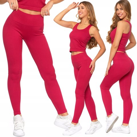 Sportowe legginsy damskie w PRĄŻKI z wysokim stanem MORAJ - L/XL
