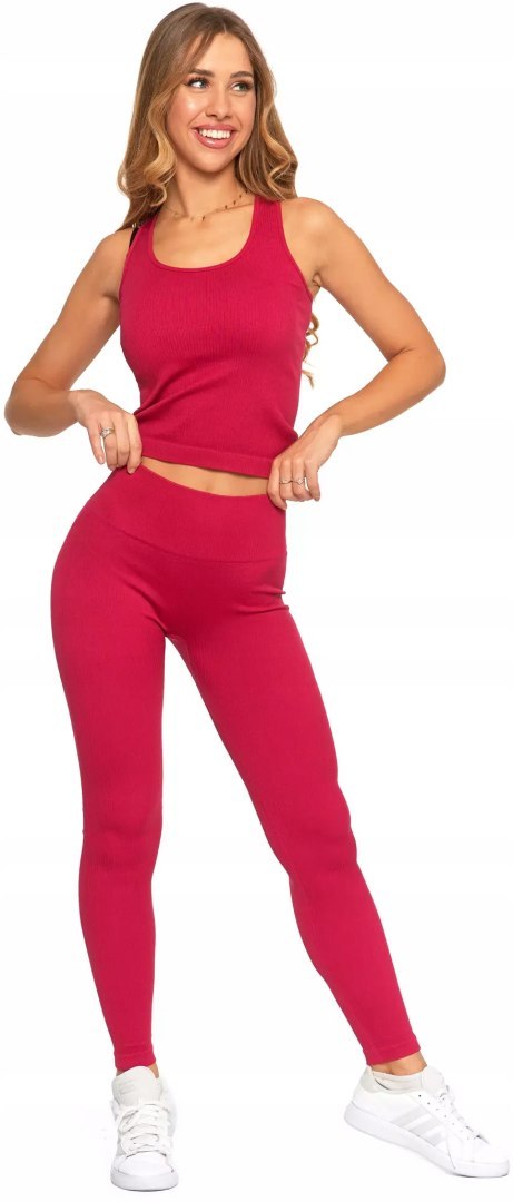 Sportowe legginsy damskie w PRĄŻKI z wysokim stanem MORAJ - S/M Sportowe legginsy damskie w PRĄŻKI z wysokim stanem MORAJ - S/M