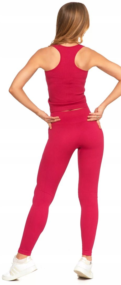 Sportowe legginsy damskie w PRĄŻKI z wysokim stanem MORAJ - S/M Sportowe legginsy damskie w PRĄŻKI z wysokim stanem MORAJ - S/M
