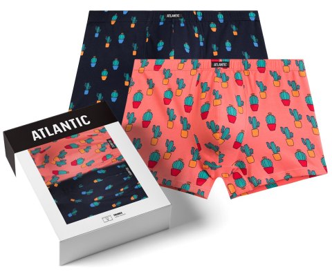 Bokserki męskie 2-PAK dopasowane szorty w kaktusy ATLANTIC 2MHH-005 - XXL