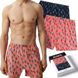 Bokserki męskie 2 PARY 100% BAWEŁNA luźne szorty ATLANTIC 2MBH-005 - M