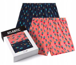 Bokserki męskie 2 PARY 100% BAWEŁNA luźne szorty ATLANTIC 2MBH-005 - M