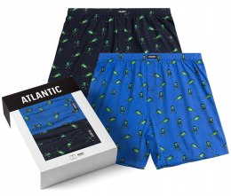 Bokserki męskie 2 PARY 100% BAWEŁNA luźne szorty ATLANTIC 2MBH-006 - L