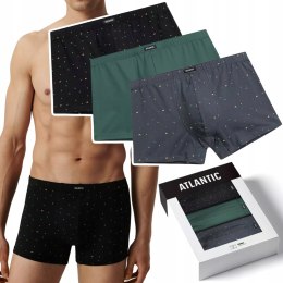 Bokserki męskie 3 PARY klasyczne BAWEŁNIANE szorty ATLANTIC 3MH-204 - XL