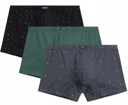 Bokserki męskie 3 PARY klasyczne BAWEŁNIANE szorty ATLANTIC 3MH-204 - XL