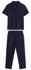 Elegancka BAWEŁNIANA piżama męska koszulowa góra ATLANTIC BNMP-002 - XXL