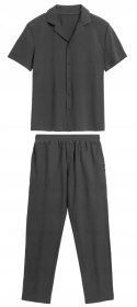 Elegancka BAWEŁNIANA piżama męska koszulowa góra ATLANTIC BNMP-002 - L