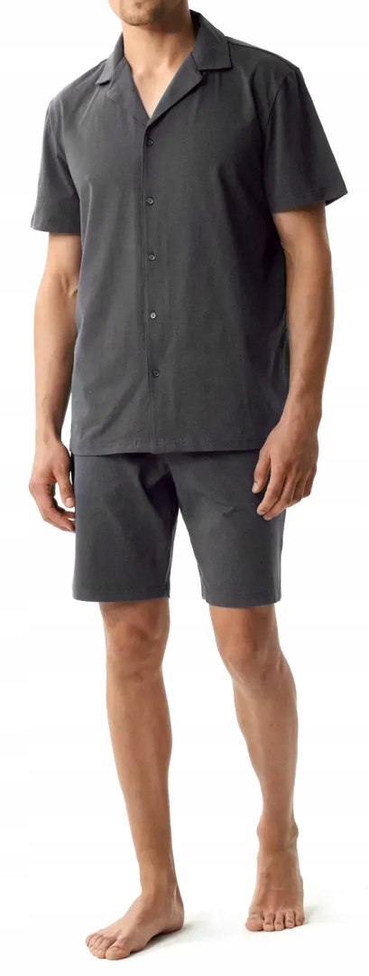 Elegancka BAWEŁNIANA piżama męska krótka z koszulą ATLANTIC BNMP-003 - XXL