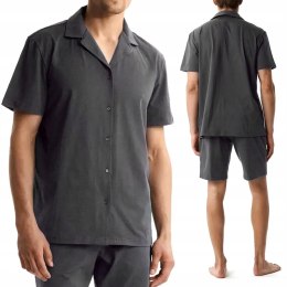 Elegancka BAWEŁNIANA piżama męska krótka z koszulą ATLANTIC BNMP-003 - L