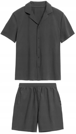 Elegancka BAWEŁNIANA piżama męska krótka z koszulą ATLANTIC BNMP-003 - L
