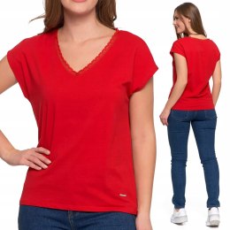Bluzka damska KORONKOWY DEKOLT bawełniana krótka MORAJ - 3XL