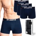Bokserki męskie 3-PAK dopasowane szorty ATLANTIC 3MH-011 granat - XXL