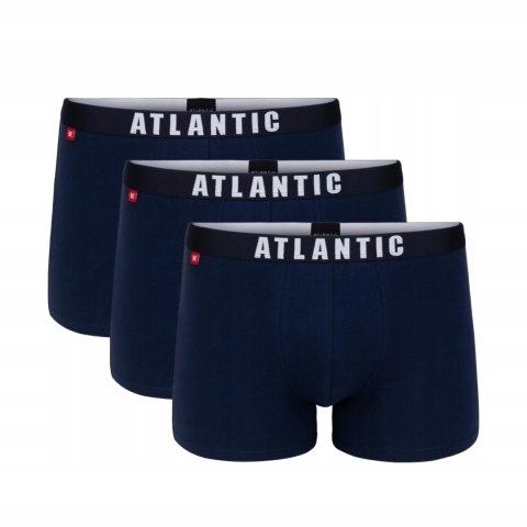 Bokserki męskie 3-PAK dopasowane szorty ATLANTIC 3MH-011 granat - XXL